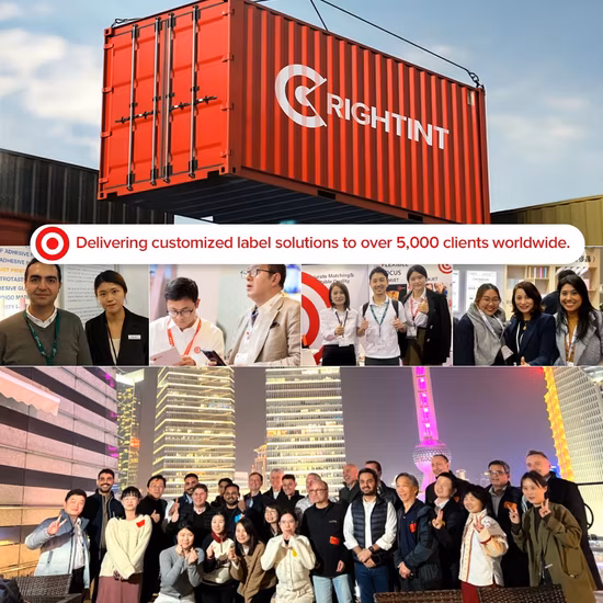 Manufacture Rightint strong adhesive Shanghai custom sticker self OEM semi glossy paper